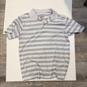 Nike Men's White and Black Striped Polo